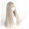 Semi-long, Beige x White Wig, Women's, Wig, Straight, Natural, Harajuku