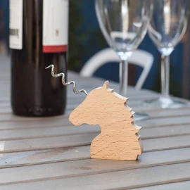 Kikkerland Beech Wood Stainless Steel Unicorn Wooden Corkscrew