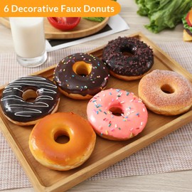 Joeabor Fake Donut 6 Pack Artificial Doughnut for Decoration Realistic Fake Food for Display Faux Dessert Party Decorations Photography Props