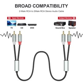 RCA Cables, Phono to Phono Cable Froggen 2 RCA Cable Male to Male Audio Cable phono leads rca to rca cable ​red and white audio cable for Speaker, AMP, Turntable, Receiver, Home Theater, Subwoofer