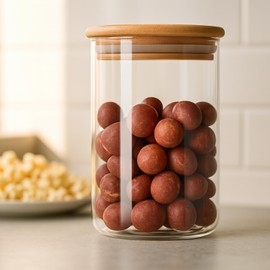 Homaisson 8Pcs Glass Storage Jars with Wood Lids, 18.6oz Spice Jars with Silicone Seals, Food Storage Canisters for Tea Spices Coffee Nuts Bean Sugar Snack Candy, 3.34 in x 4.72 in