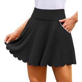 ATTRACO Black Golf Skorts for Women with Pockets Short Tennis Sports Skirt Casual Summer
