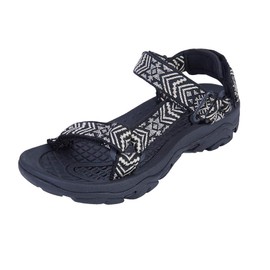 COLGO - Sandalias deportivas para hombre, cómodas, clásicas, para senderismo, con soporte de arco, para exteriores, playa, para agua, negro (Black/Pattern), 27 cm