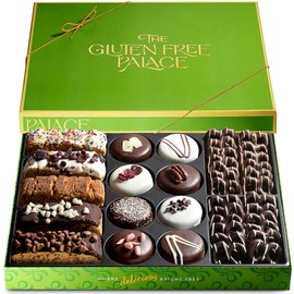 Gluten Free Palace Assorted Biscotti, Cookies & Pretzels Gift Box – Premium Gluten Free Christmas Cookies – Elegant Holiday Chocolate Treat Basket – Christmas & New Year Gift for Families, Adults, Men & Women (15 Flavors)
