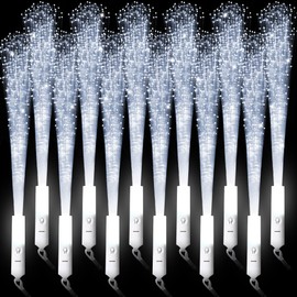 miikoul 64 Pcs Fiber Optic Wands White Glow Sticks LED Wedding Wand Light up Party Favor Sticks Flashing Wands with 3 Light Modes for neon Party Wedding Baby Shower Birthday Party Supplies