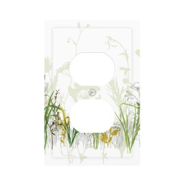 Spring Nature Wild Flower Botany 1 Gang Outlet Covers Duplex Receptacle Wall Plate Decorative Electrical Faceplate Switchplates for Country Bedroom Decoration