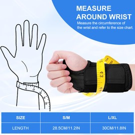 Fefod Wrist Support, Wrist Brace with Support Bar, Right Hand, Adjustable Carpal Tunnel Syndrome Splint for RSI, Tendonitis, Extended Wrist Splint for Women Men, Black