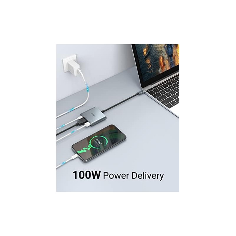 JESWO Adaptador USB C a HDMI, 3 en 1 Adaptador