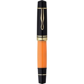 erofa Majohn P139 NO.8 Fine Nib Piston Fountain Pen with Box, Brass Piston System Large Capacity Writing Pen, Black Yellow