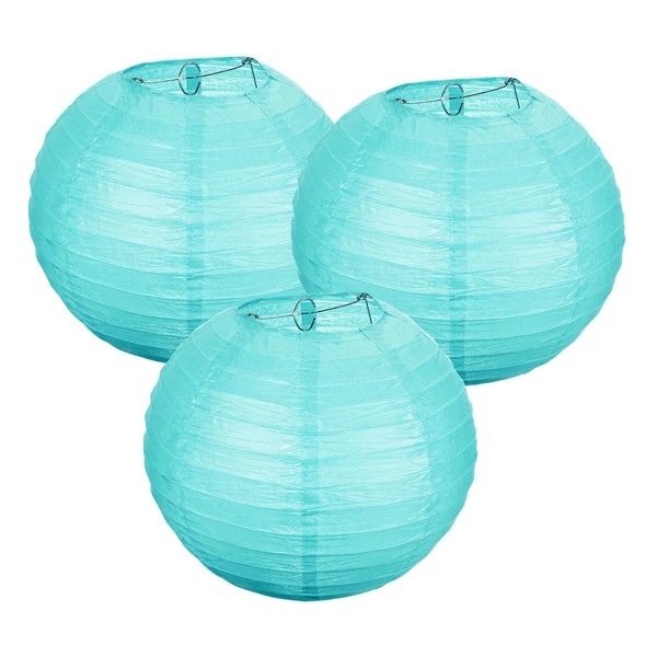 PATIKIL Round Paper Lanterns 20cm/8", 3 Pack Decorative Hanging Lanterns