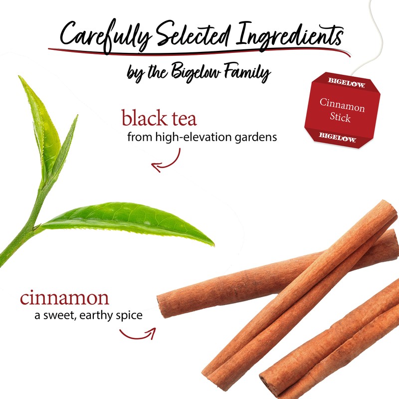 Bigelow Tea Cinnamon Stick Black Ceffeinated Bags, 20 Count, Pack