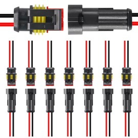8Pair 2Pin Connector Waterproof Electrical 2 Pin Plug Auto Electrical Wire Connectors Quick Disconnect Automotive Connectors Marine for Car, Truck, Boat Automotive Replacement Ignition Plug Connectors
