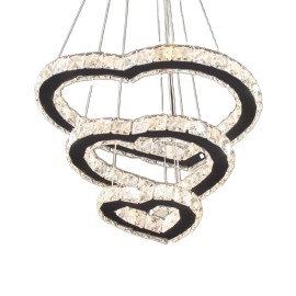 Modern 3-Ring LED Pendant Light White Warm Crystal Chandelier with Stainless Steel Indoor Switch Control for Living Dining RoomLamp Power(W): 52, Number of Lights: LED, Shade  color: Warm White, Design Style: Modern