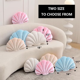 XIAIJIA XIAIJIA Seashell Decorative Pillow Shell Shaped Throw Pillow 3D Insert Beach Pillow Soft Velvet Pillow Sea Ocean Decoration Couch Bed Pillow Cushions(Pink,14 X 11 inch)