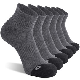 FITRELL 6 Pack Men's Athletic Ankle Socks Cushioned Sports Running Socks, Shoe Size 9-12, Dark Grey