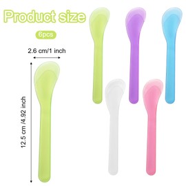 6Pcs 5inch Makeup Scoops 5 Color Plastic Beauty Spoon Facial Cream Brush Cosmetic Spatula Mask Mixing Spoon Reusable Facial Skin Care Tools for Lotions Moisturizers DIY Cream Mixing and Sampling