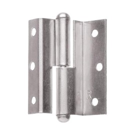 Gedotec Room Door Hinge Cranked Door Hinge Metal Furniture Hinge for Doors - H1919 | Offset D 7.5 mm | Length 50 mm | Matte Nickel-Plated Steel | DIN Right | 1 Piece - Angle Band for Screws