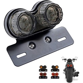 JinRui-T 40-LED Motorcycle Tail Light Integrated Running Brake Lamp Turn Signal Light with License Plate Bracket for Harly Motorcycle Street Bike Cruiser Chopper