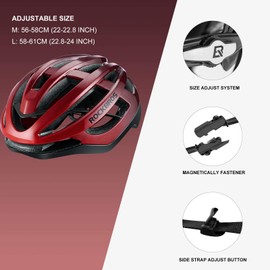 ROCKBROS Adult MTB Road Bike Helmet Integrated PC + EPS Magnetic Buckle for Men and Women M (54-59 cm)/L (58-63 cm)