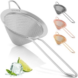 Zulay Kitchen Kitchen 304 Stainless Steel Fine Mesh Strainer For Kitchen Sieve Sifters Silver