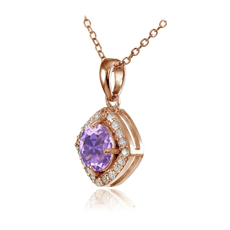 Plata de Ley Chapados en oro rosa imitación Gemstone 7