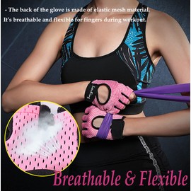 LeerKing Workout Gloves Non-Slip Exercise Gloves thin Padding Gym Grip Weight Lifting Fitness Training Pole Dance Yoga for Women Men Pink M