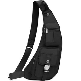 NICGID Sling Bag Chest Shoulder Backpack Crossbody Bags Casual Daypack for Men Women - Color: Black