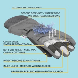 Zelda Matilda Guantes de invierno impermeables para niños, para niñas y niños, ideales para nieve y esquí, Rosado oscuro, 12-15 Años