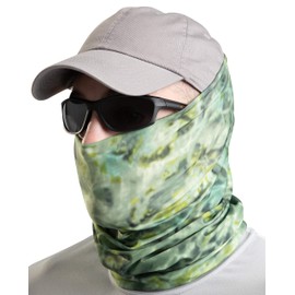 Aqua Design Fishing Hunting Masks Neck Gaiters for Men and Youth: UPF 50+ Sun Mask Protection: Camo Half Face Cover Balaclava Bandana: Green Bayou: Size XL