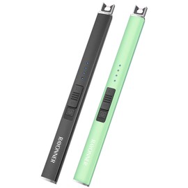RAYONNER Lighter Electric Lighter Candles Lighter Rechargeable USB Lighter Arc Lighter (Light Green+Black, Packs of 2)