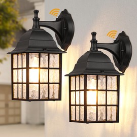 WIHTU WIHTU 2-Pack Dusk to Dawn Outdoor Wall Lights, Sensor Exterior Light Fixtures, Porch Lights, Black Waterproof Wall Sconces, Outside Lighting for Garage, Front Door