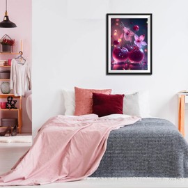 MOGTAA Diamond Painting Adult Flowers, 5D Cherries Diamond Painting Pictures for Beginners, DIY Diamond Art Landscape Diamond Painting Pictures for Home Decor 30 x 40 cm