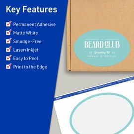 Avery TrueBlock Matte White Oval Labels with Sure Feed, 4" x 6", 50 Matte White Labels, Print-to-The-Edge, Laser/Inkjet Printable Labels, Great for Packaging and Product Labels