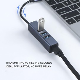 KLLJRFW USB 3.0 Hub, USB Hub 4 Ports Docking Station Extender Extension Adapter 100Mbps 5Gbps USB to Ethernet 4 Port USB Hub Splitter for Laptop Tablet PC Computer