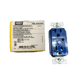 HUBBELL HBL8362SA Receptacle: Duplex, 5-20R, 20 A, 125V AC, Blue