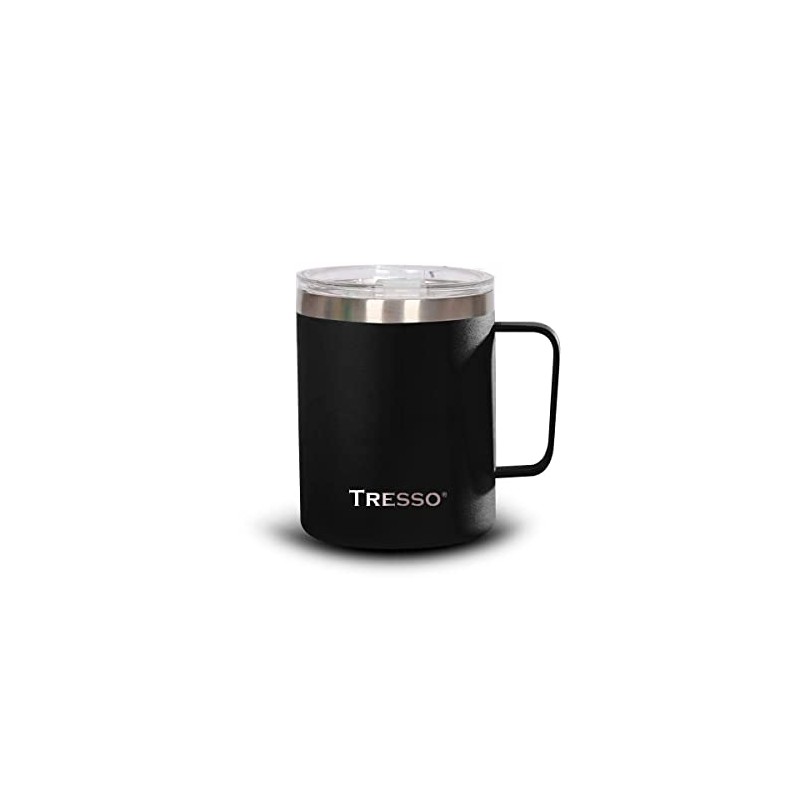 TRESSO Taza de Acero Inoxidable con Tapa 350 ml, Color