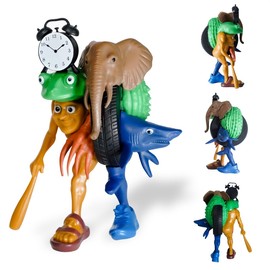 Satakara Italian Brainrot Fusion Figure - DIY Tralalero Tralala & Tung Tung Sahur Meme Toy, 3D Printed Detachable Collectible Desk Decor