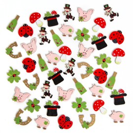 Logbuch-Verlag Lucky Charm Set 45 Pieces New Year's Eve Party Confetti Table Decoration Lucky Symbols Lucky Pig 4.5 cm