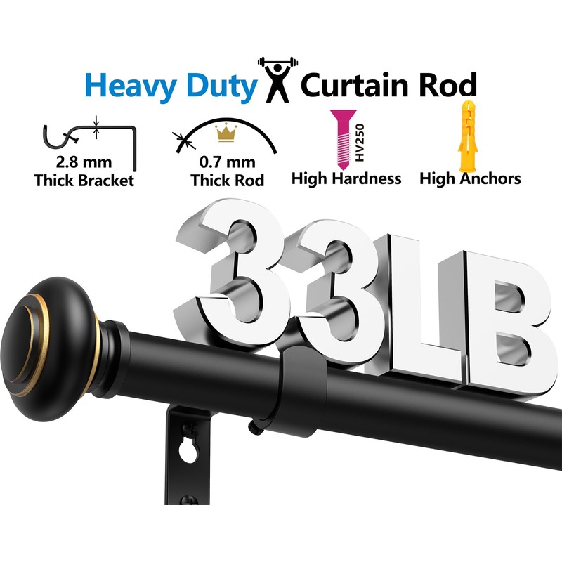 Curtain Rods 18-189 inch, for Window 180 Inch, Adjustable Length