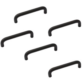 MOROBOR Aluminum Alloy Solid Round Handle, 96 mm Hole Centers U-Shaped Cabinet Hardware Pull for Bedroom Bathroom Kitchen Cabinets Door- 5 Pack/Matte Black