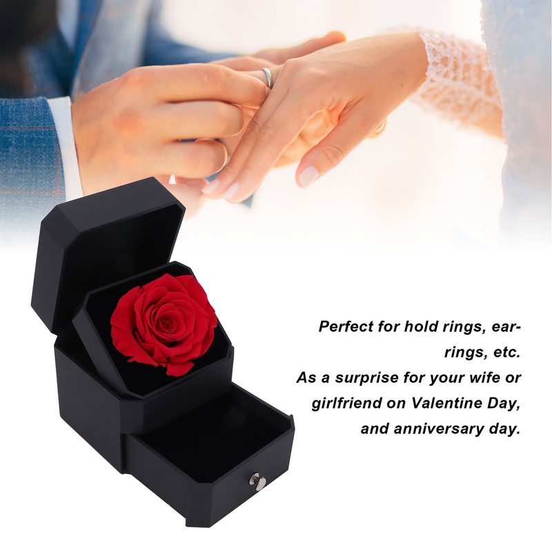 Red Rose Gift Box Soft Flocking Lifting Drawer Portable Jewelry