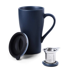 Arraden Tea Cup with Infuser and 2 Lids, 18oz Large Tea Infuser Mug, Tea Strainer Cup