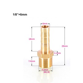BSP Hose Connector Brass Plug Fitting 6 mm/8 mm/10 mm/12 mm/16 mm/19 mm/25 mm, Hose Barb Tail Male BSP Male Thread Adapter
