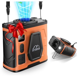 Portable Waist Fan with 16000RPM Turbo Wind, 40H Runtime, 10000mAh Battery – Clip-On, Neck, or Desk Use, Flashlight & USB Charging Support for Outdoor Work, Camping – Orange