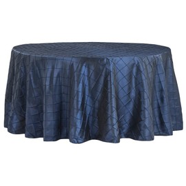 CVL 1 Pc, Pintuck 132" Round Tablecloth - Navy Blue for Wedding & Party Decor