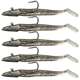 Soft Fishing Lures, 5Pack Soft Plastic Lures, Jig Head Soft Fishing Lures, Paddle Tail Swimbaits Lures, Jerk Bait Lures, Fishing Lures For Bass Trout Redfish Saltwater Freshwater (D)