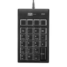 Sanwa Supply NT-19UH2BKN2 Numeric Keypad, Programmable Assignment Function, Wired USB Connection, Membrane, 23 Keys + Switching Button