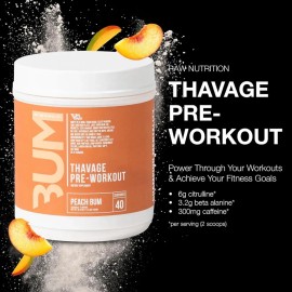 Suplemento en polvo RAW NUTRITION Pre Entrenamiento de CBUM THAVAGE sabor peach bum x 1g                                                              