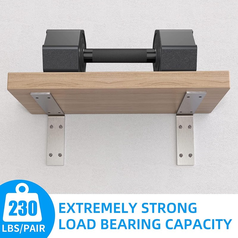 YUMORE Stainless Steel L Bracket, 10x6x2 in Shelf Brackets Heavy