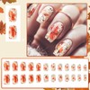 24Pcs Fall Thanksgiving Maple Leaf Press on Nails, Fake Nails